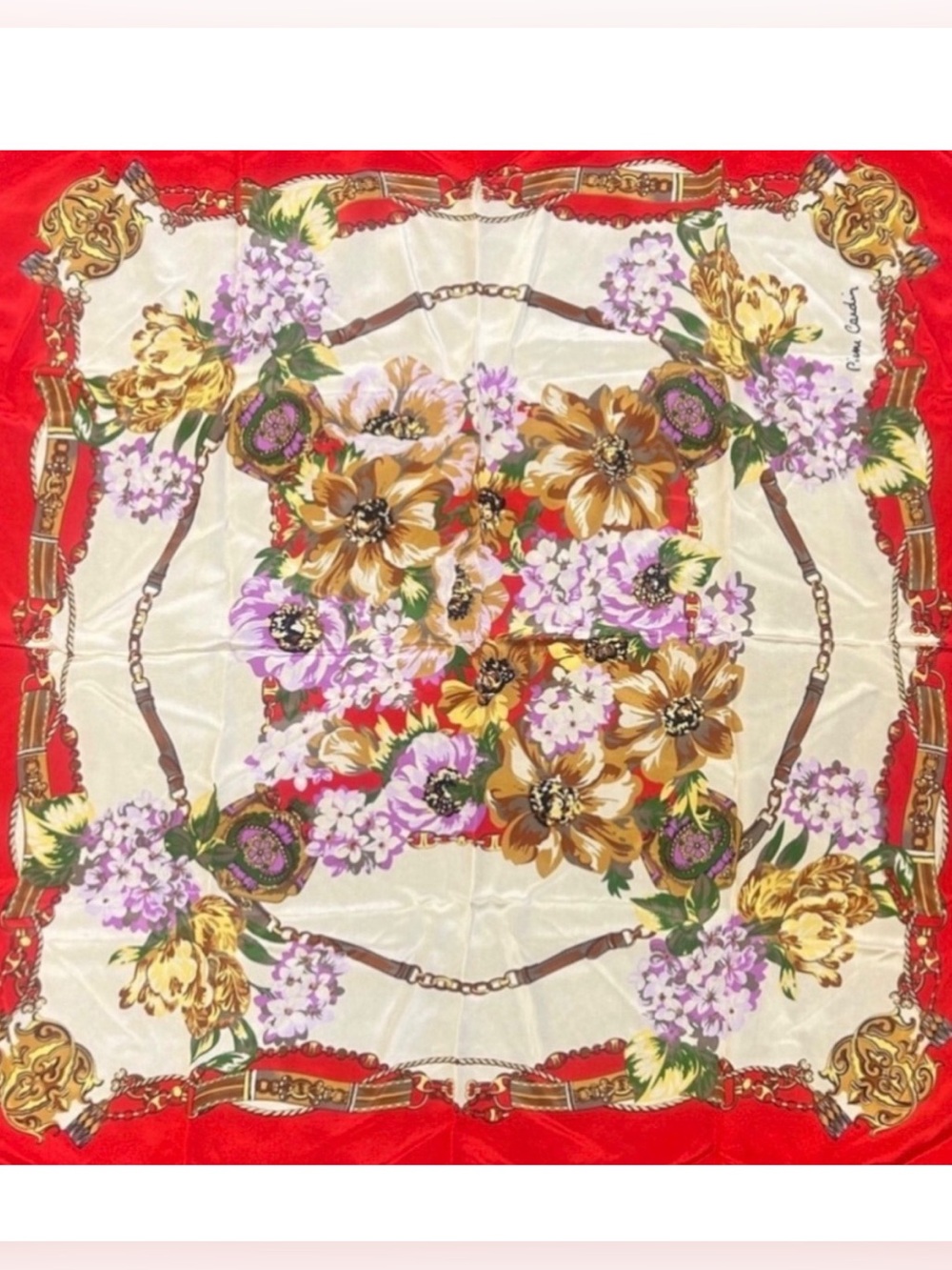 Luxurious Pierre Cardin Silk Floral Scarf Made in France Vintage
